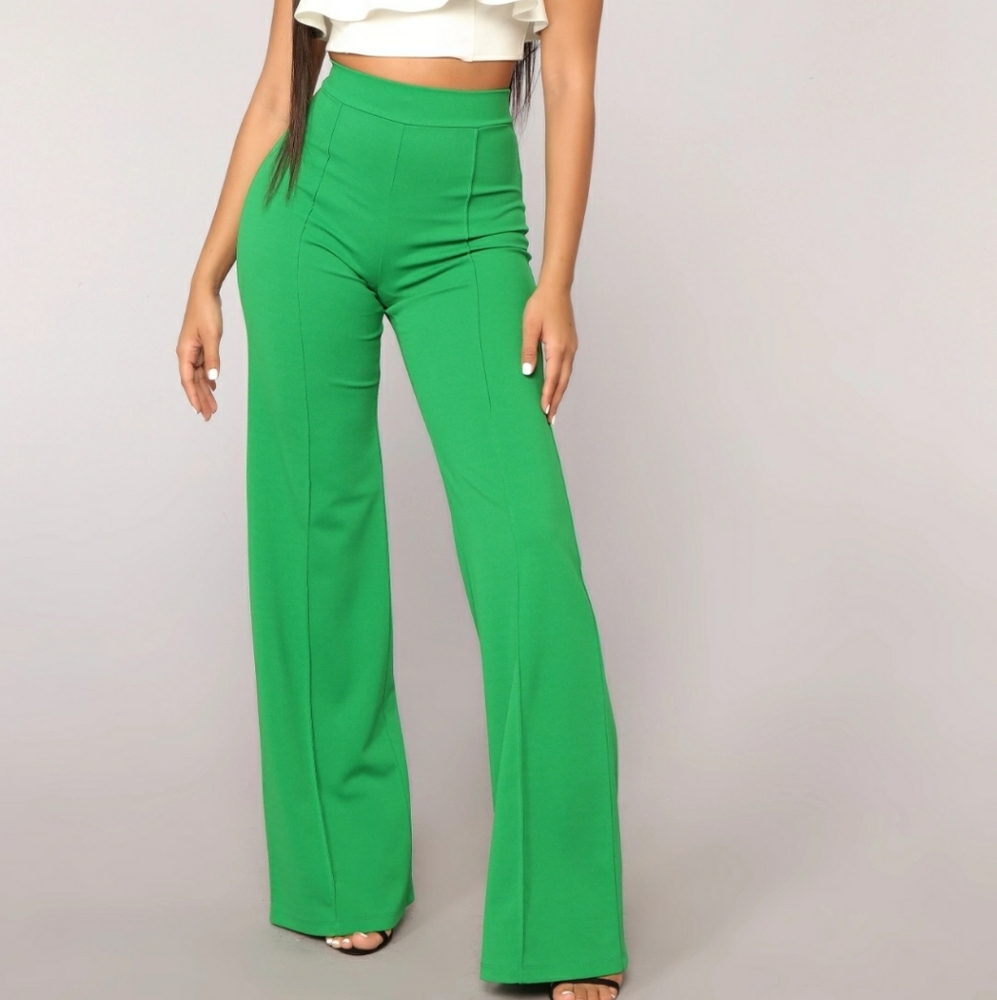 Kelly Green Wide Leg Pants